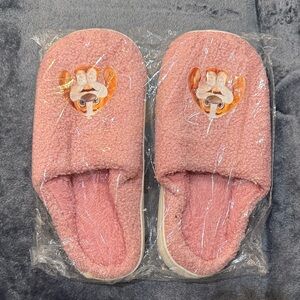 Pink Fuzzy Slippers with Cartoon Design